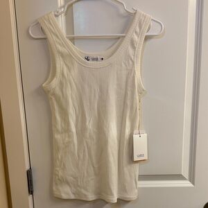 Carve Designs Women's Cream Ribbed Tank Top Size Large